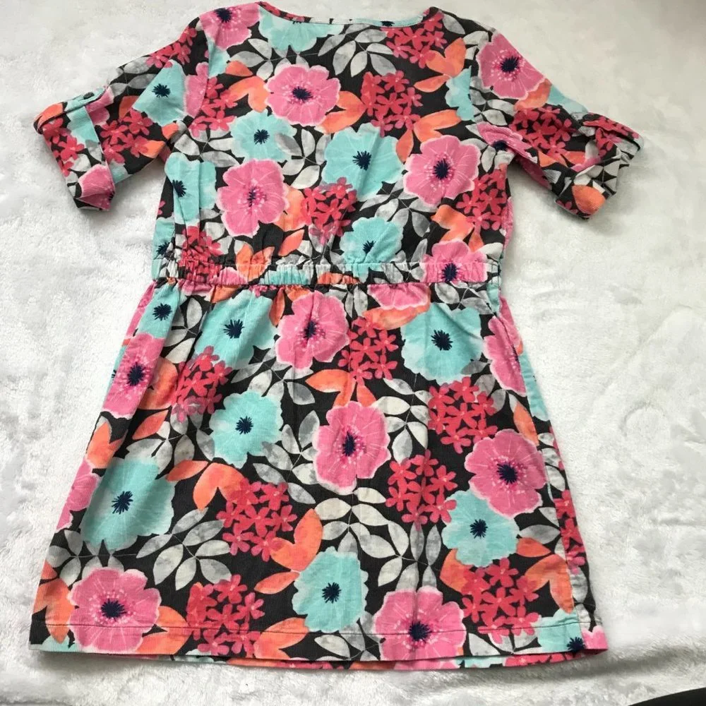 Gymboree Floral Corduroy Dress 100% Cotton Lightweight Girls Size 6 Multicolored
